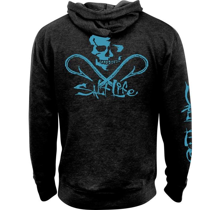 CHARCOAL HEATHER SKULL AND HOOKS HOODIE ALL GOOD CAPE COD