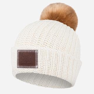 White Speckled Pom Beanie Natural Pom ALL GOOD CAPE COD